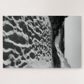 photo de plage, noir et blanc ジグソーパズル (横)