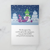 Photo de snowman créatif tricotant une écharpe シーズンカード (内部)