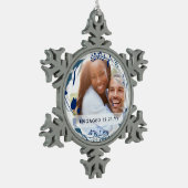 PHOTO Decoration 1stクリスマスま結婚したたは婚約した スノーフレークピューターオーナメント (左)