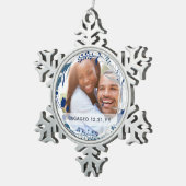 PHOTO Decoration 1stクリスマスま結婚したたは婚約した スノーフレークピューターオーナメント (右)