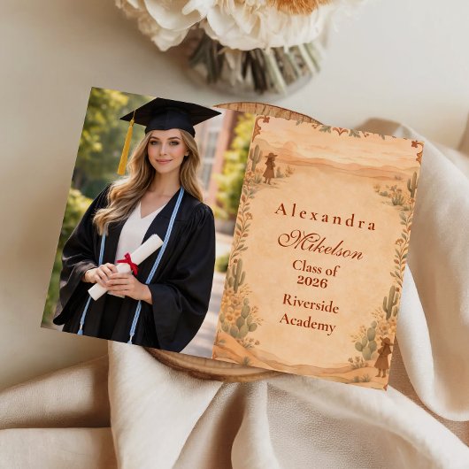 Photo Desert Wildflower Western Graduation 案内状
