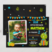 Photo Dinosaur birthday invitation - Dino party 招待状 (正面/裏面)