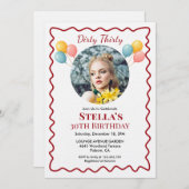 Photo Dirty Thirty 30th Birthday Invitation  招待状 (正面/裏面)