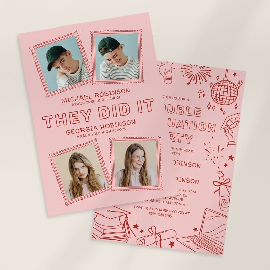 Photo Doodle Joint Graduation Invite Announcement 招待状