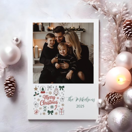 Photo Doodle Line Art Christmas シーズンカード