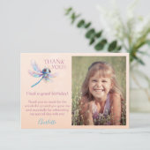 Photo Dragonfly Girl's Birthday Thank You Card (スタンド正面)