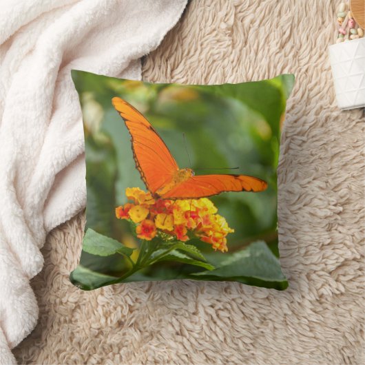 photo d'un papillon sur une fleur クッション (ブランケット)