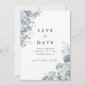 Photo Dusty Blue Watercolor Floral Wedding セーブザデート (正面)
