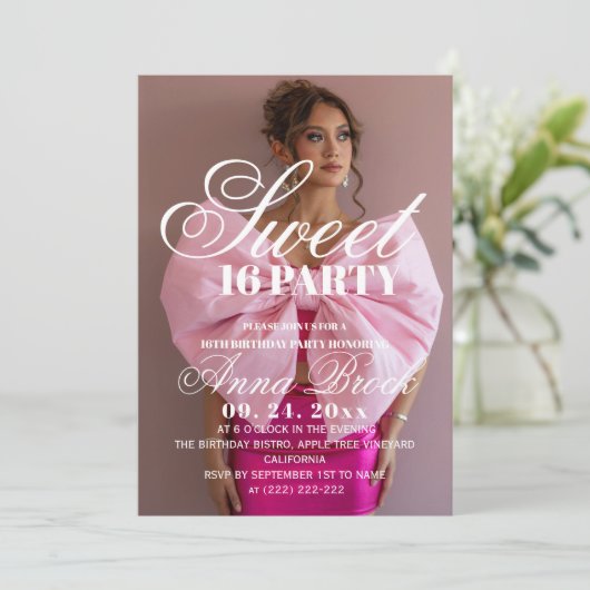 Photo Elegance Sweet 16 Birthday Party Invitation 招待状 (スタンド正面)