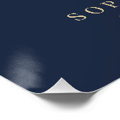 Photo Elegant Blue Gold Script Funeral Memorial  ポスター (コーナー)