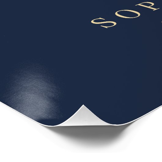 Photo Elegant Blue Gold Script Funeral Memorial  ポスター (コーナー)