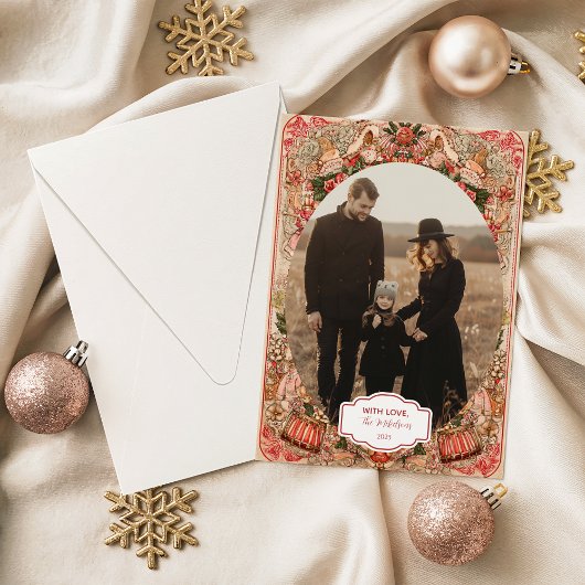 Photo Elegant Botanical Ornament Christmas シーズンカード