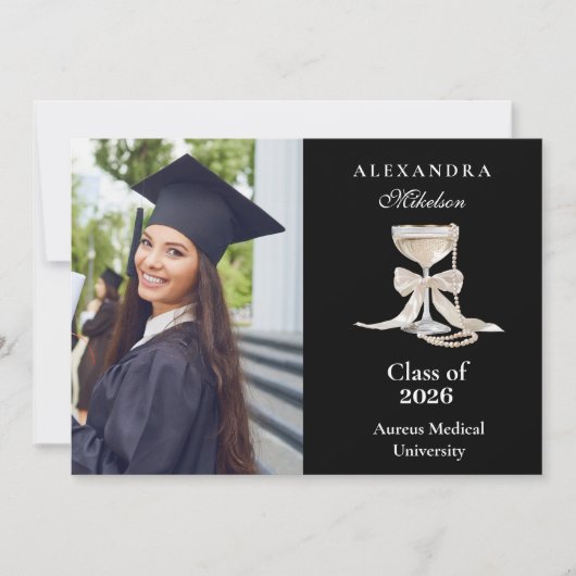 Photo Elegant Coquette Pearl Graduation 案内状 (正面)