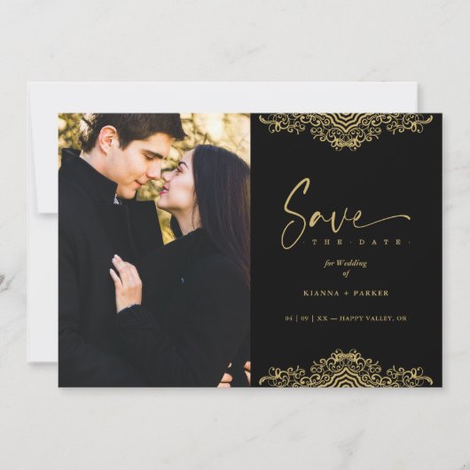 Photo Elegant Fake Golden Filigree Wedding (正面)