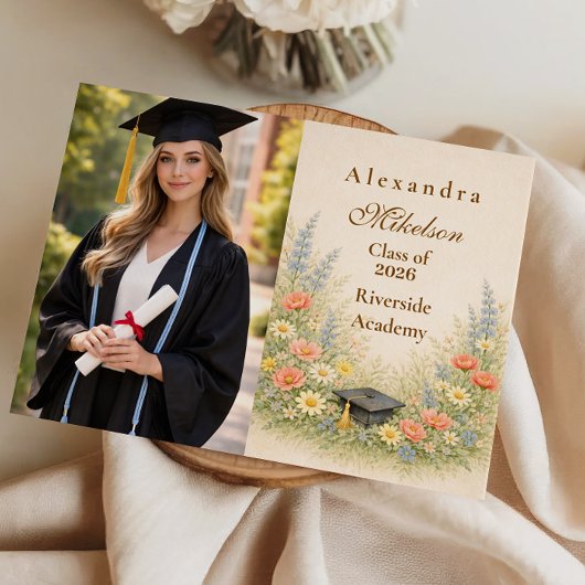 Photo Elegant Floral Graduation Party Celebration 案内状