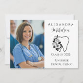 Photo Elegant Floral Tooth Dental Graduation 案内状 (正面)