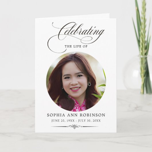 Photo Elegant Script Memorial Remembrance Program  カード (正面)