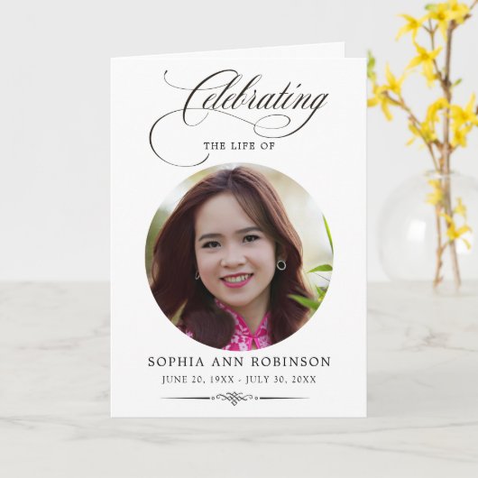 Photo Elegant Script Memorial Remembrance Program  カード (黄色い花)