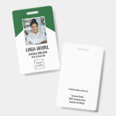 Photo Employee Company Logo Securityグリーン バッジ (正面&裏面)