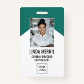 Photo Employee Company Logo Security Greenティール（緑がか バッジ (正面)