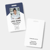 Photo Employee Company Logo Security NAVY バッジ (正面＆裏面)