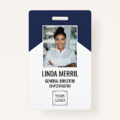 Photo Employee Company Logo Security NAVY バッジ (正面)