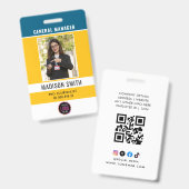 Photo Employee Logo or QR CODE Security バッジ (正面＆裏面)