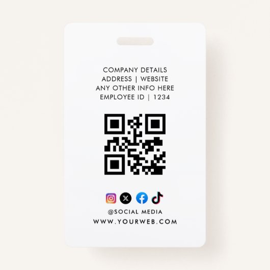 Photo Employee Logo or QR CODE Security バッジ (裏面)