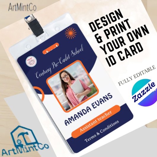 Photo Employee Logo or QR CODE Security バッジ