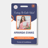 Photo Employee Logo or QR CODE Security バッジ (正面)