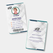 Photo Employee Logo or QR CODE white Badge バッジ (正面&裏面)