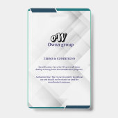 Photo Employee Logo or QR CODE white Badge バッジ (裏面)