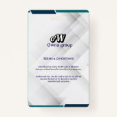 Photo Employee Logo or QR CODE white Badge バッジ (裏面)