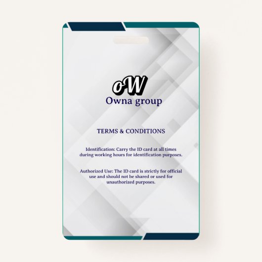 Photo Employee Logo or QR CODE white Badge バッジ (裏面)