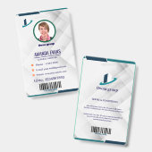 Photo Employee Logo or QR CODE white Badge バッジ (正面＆裏面)