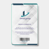 Photo Employee Logo or QR CODE white Badge バッジ (裏面)