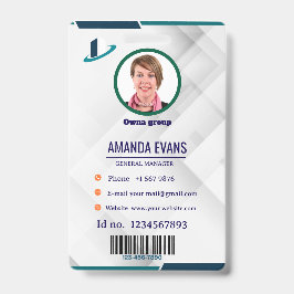 Photo Employee Logo or QR CODE white Badge バッジ