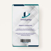 Photo Employee Logo or QR CODE white Badge バッジ (裏面)