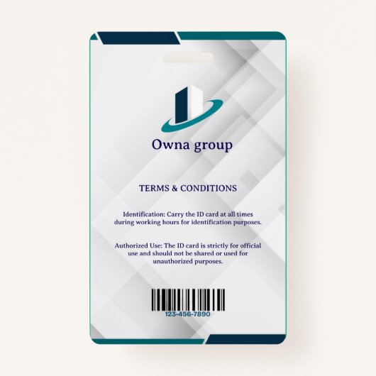 Photo Employee Logo or QR CODE white Badge バッジ (裏面)