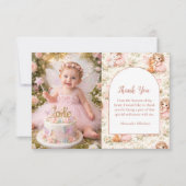 Photo Fairy 1st Birthday Enchanted Garden サンキューカード (正面)