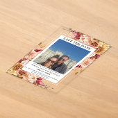 Photo Fall Floral Save the date アクリル招待状 (レイダウン)