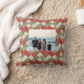 Photo family Christmas patchwork Green Red  クッション (ブランケット)