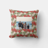 Photo family Christmas patchwork Green Red  クッション (正面)