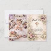 Photo Fig Garden Floral 1st Birthday サンキューカード (正面)