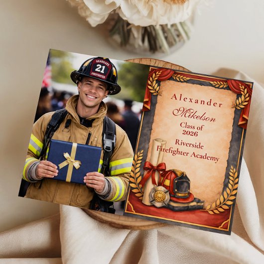 Photo Firefighter Graduation Party 案内状