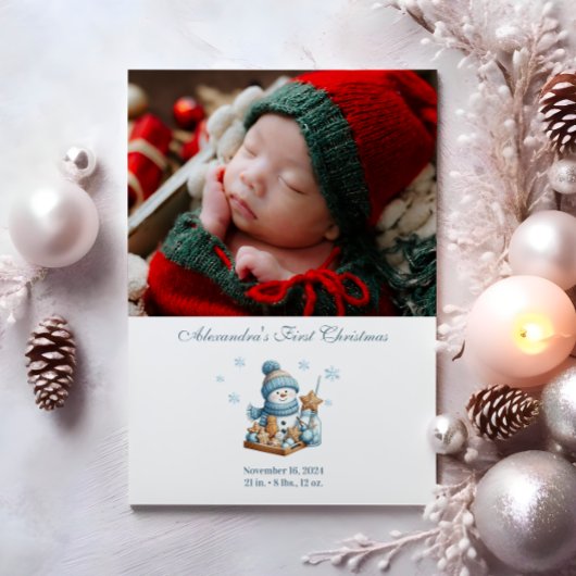 Photo First Christmas Birth Announcement  シーズンカード