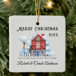 Photo First Christmas in Our New Home セラミックオーナメント