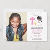 PHOTO First Holy Communion招待状ブラックガール 招待状 (正面)