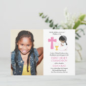 PHOTO First Holy Communion招待状ブラックガール 招待状 (スタンド正面)
