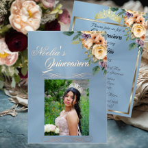 Photo & Floral - Pastel Blue Quinceanera